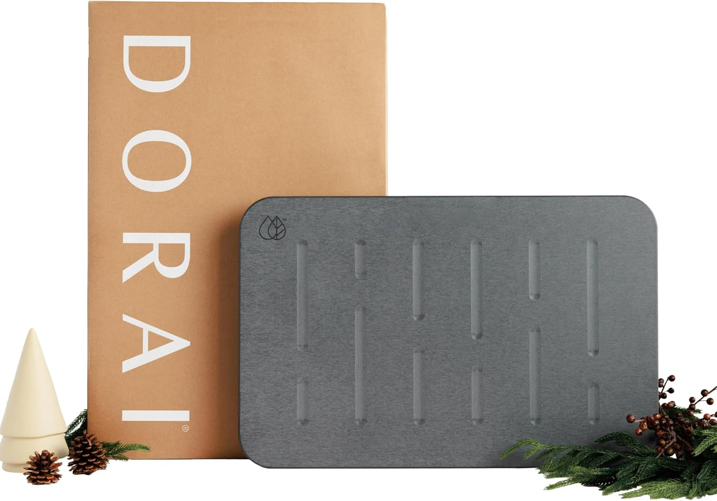 Dorai Home Bath Stone – Luxury Quick-Drying Stone Bath Mat, Non-Slip Surface, Rubberized Bottom Pad, Rain Slate