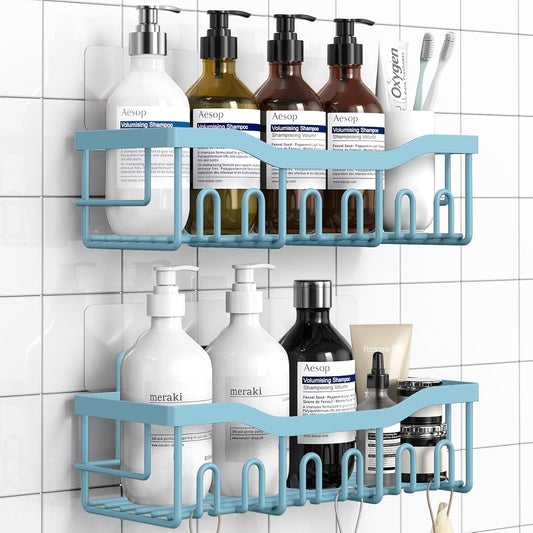EUDELE Shower Caddy 2 Pack, Adhesive Shower Organizer for Home Decor & Kitchen Organizers, No Drilling, Rustproof Stainless Steel Bathroom Shelves