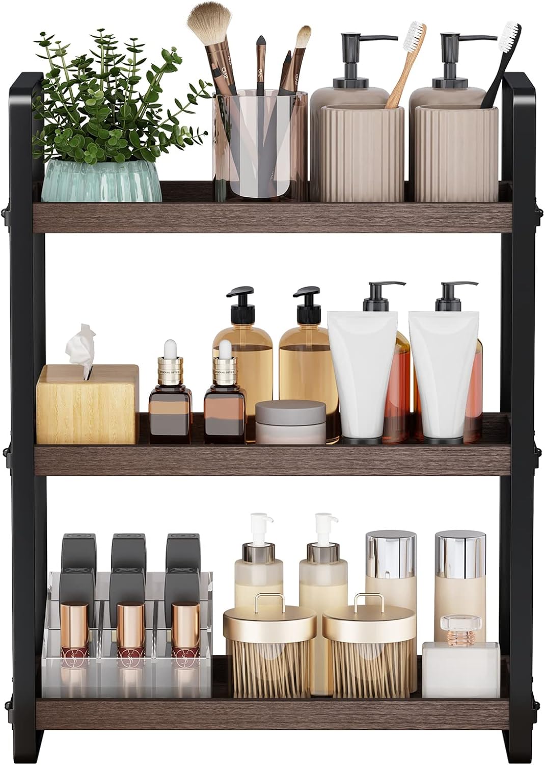 Bathroom Counter Organizer,Bathroom Countertop Organizer,Counter Shelf,Countertop Storage,Organization and Storage,Makeup Shelf,Sink Caddy(Brown 3 Tier)