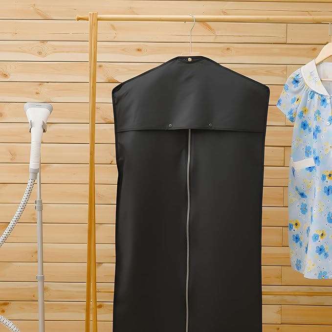 Sotiff Cotton Dress Garment Bags for Long Gowns Long Dress Travel Breathable Foldable Storage Bag Dust Proof (Black,70 x 23.6 Inch)