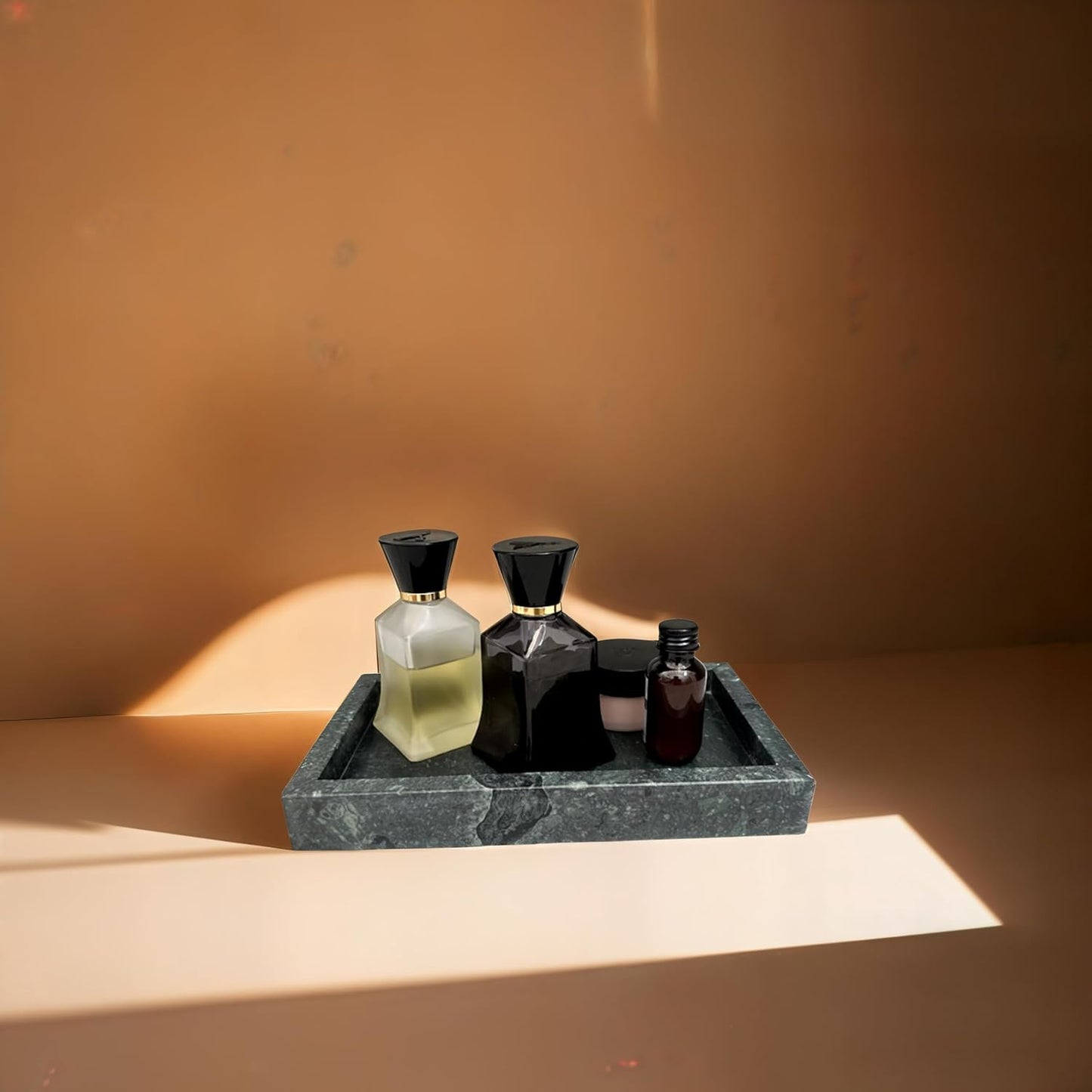 Natural Green Marble Tray for Bathroom | Kitchen | Vanity | Desktop, Stone Organizer for Coffee Table, Dresser, Nightstand, Candles, Soap, Towel, Plant, Jewelry (10" x 6"), Rectangular