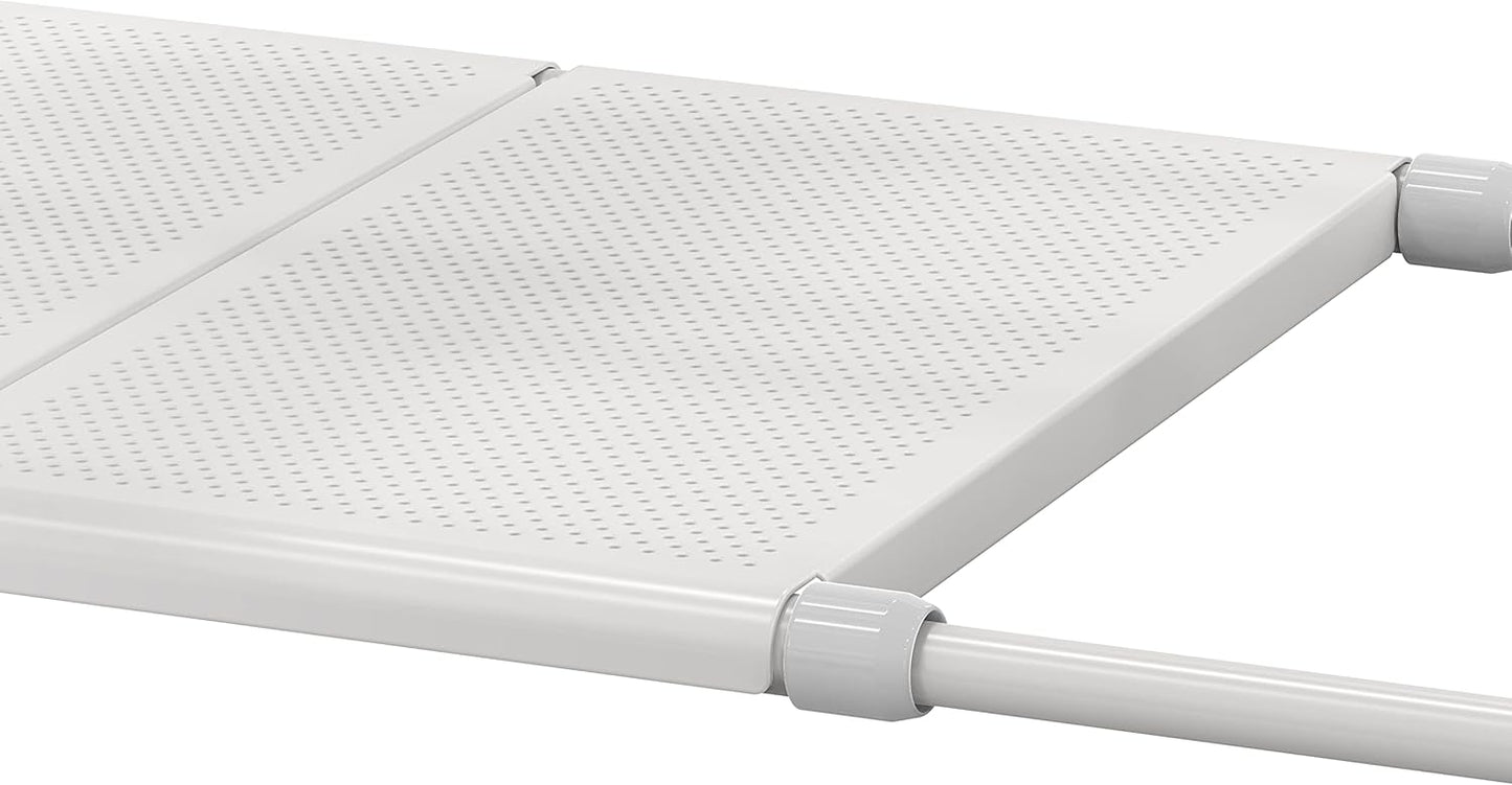 Simple Houseware Under Sink 2 Tier Expandable Heavy Duty Metal Shelf Organizer Rack, White (Expand from 15 to 25 inches)