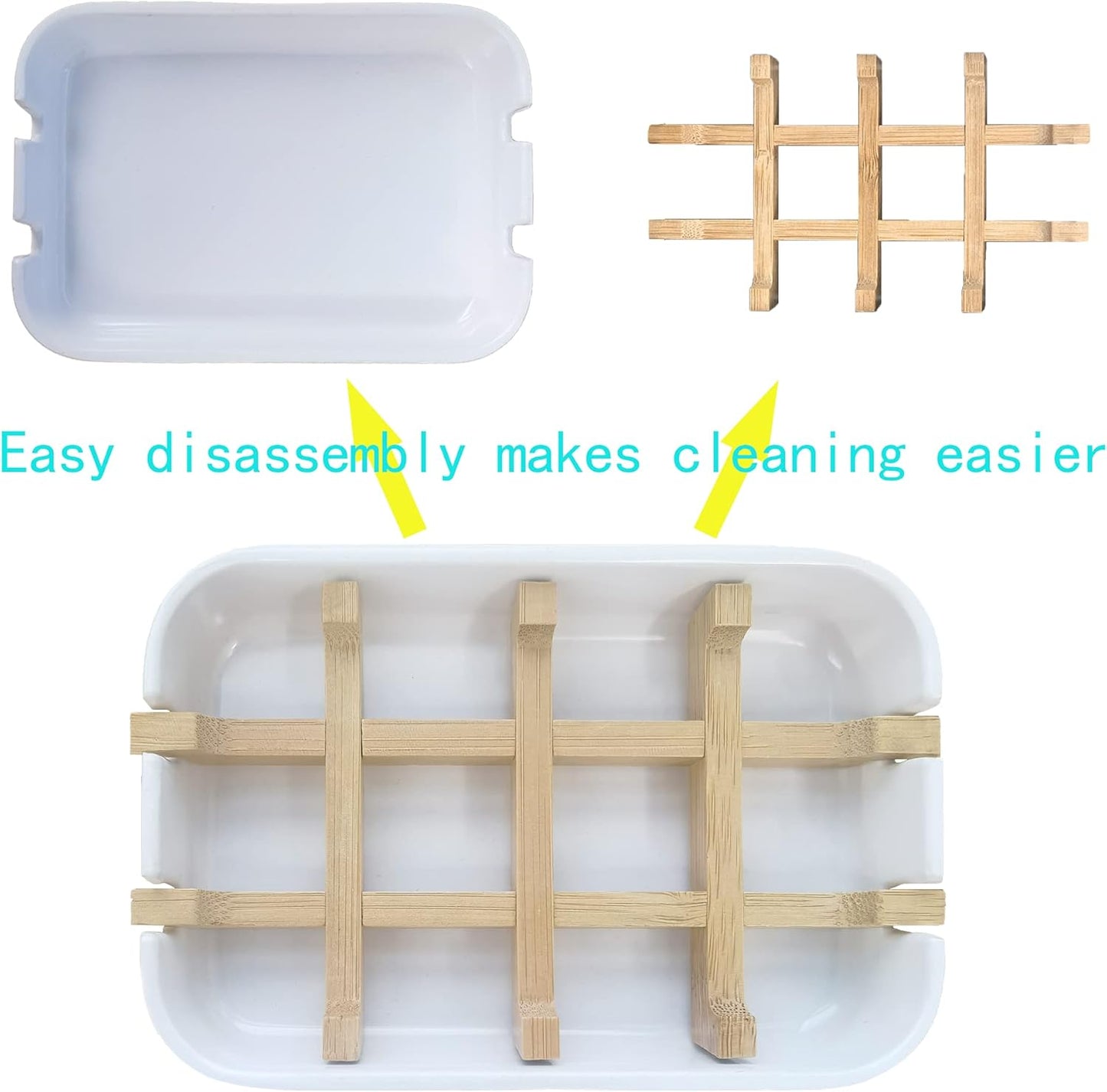 Aoheuo Modern Bamboo Fiber (2 Pack) Soap Holder and Soap Dish Combination (Removable),5.12 Long by 3 Wide, 0.98 inches high, Used in Kitchens, bathrooms, and bar Sinks