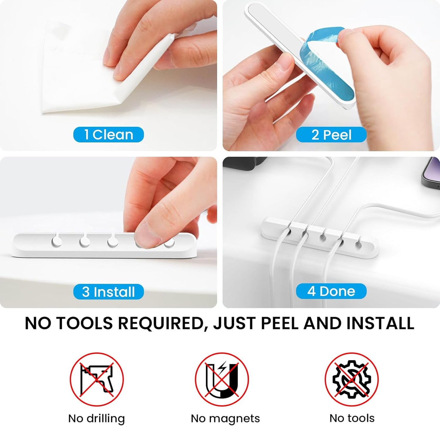 AhaStyle Cable Clips, 3 Pack Cord Holders Cable Organizer Self Adhesive Cord Keeper for Desktop Organizing USB Cable/Nightstand Power Cord/Mouse Cable/Wire PC/Cord Clips for Home Office and Car