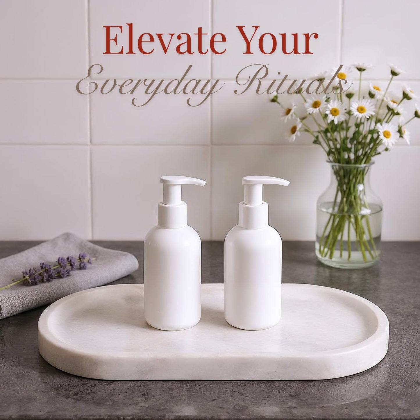 Handcrafted Marble Tray – Bathroom Counter Organizer, Jewelry Tray, Perfume Organizer & Decorative Tray for Vanity Accessories, Coffee Table Decor & Bathroom Countertop (Oval, Mugla White)