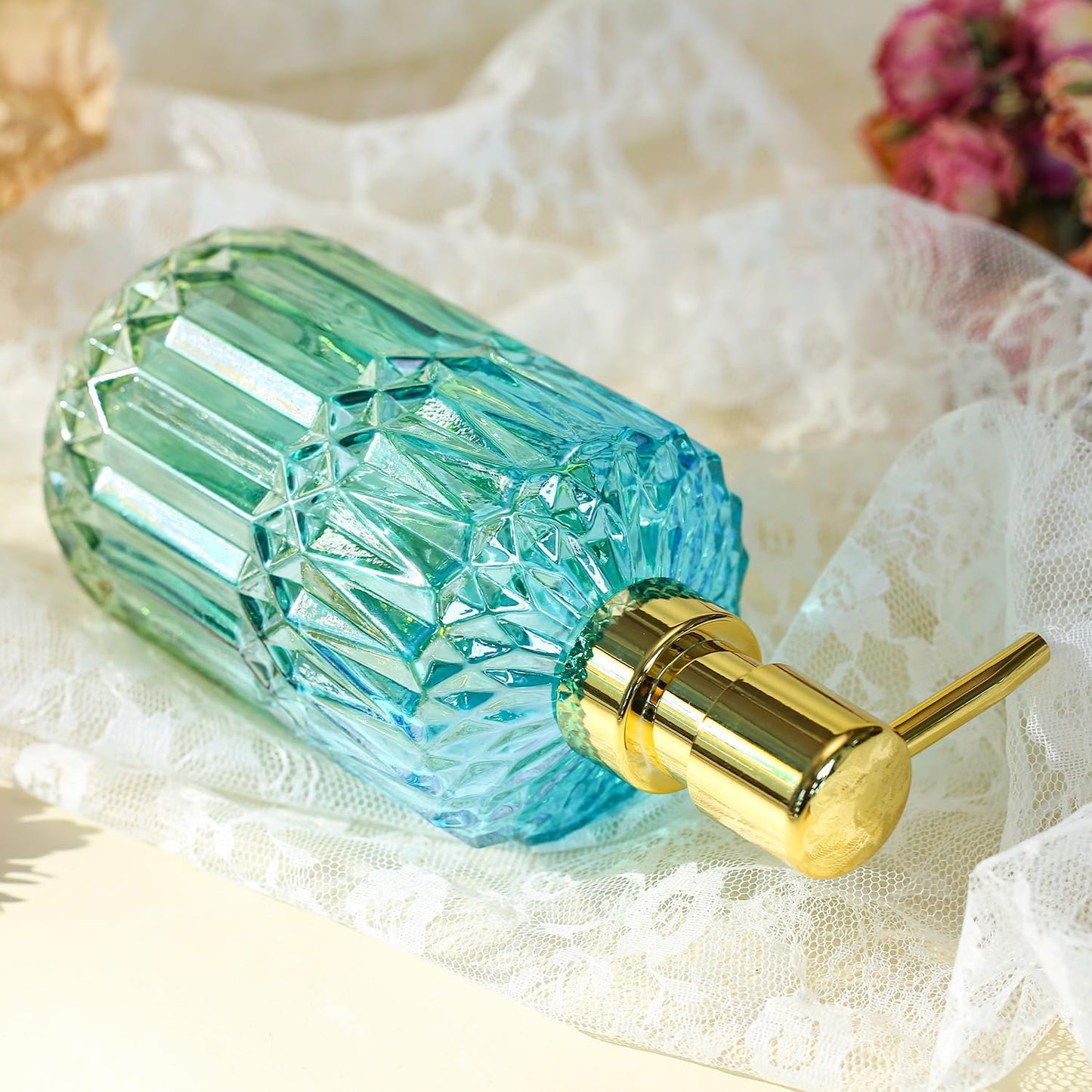 Soap Dispenser with Pump, Refillable Liquid Hand Soap Dish Soap Dispensers for Bathroom Counter, Kitchen Sink (Bluegreen)