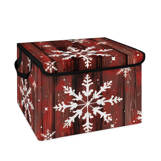 Closet Storage Bins Storage Baskets for Organizing with Flip-Top Lid & Handles, 27 Quart Large Linen Closet Organizers and Storage Cubes, Decorative Wardrobe Boxes for Organization (Snowflakes)