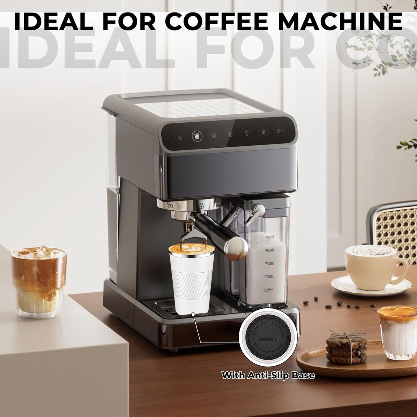 Insulated Coffee Tumbler 17 oz, Stainless Steel Coffee Mug with Lids, Travel Coffee Mug Leak Proof, Double Wall Vacuum Insulated Reusable Iced Coffee Cup, Keep Drinks Hot and Cold (White, 17 Ounces)