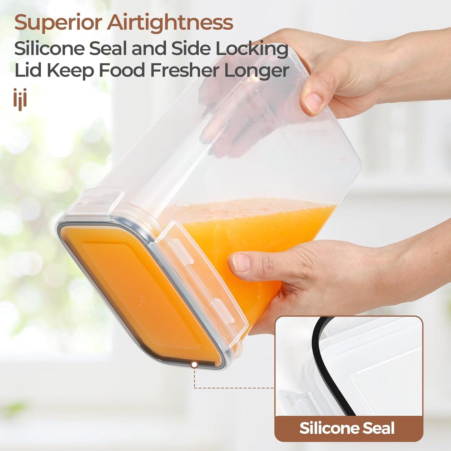 ComSaf Food Storage Containers with Lids Set of 3 (2L/2.1Qt) (1.4L/1.5Qt) (0.8L/0.8Qt), Airtight Food Storage Container, Plastic Canister Sets for Kitchen, Pantry Organizer for Sugar, Cereal and Snack