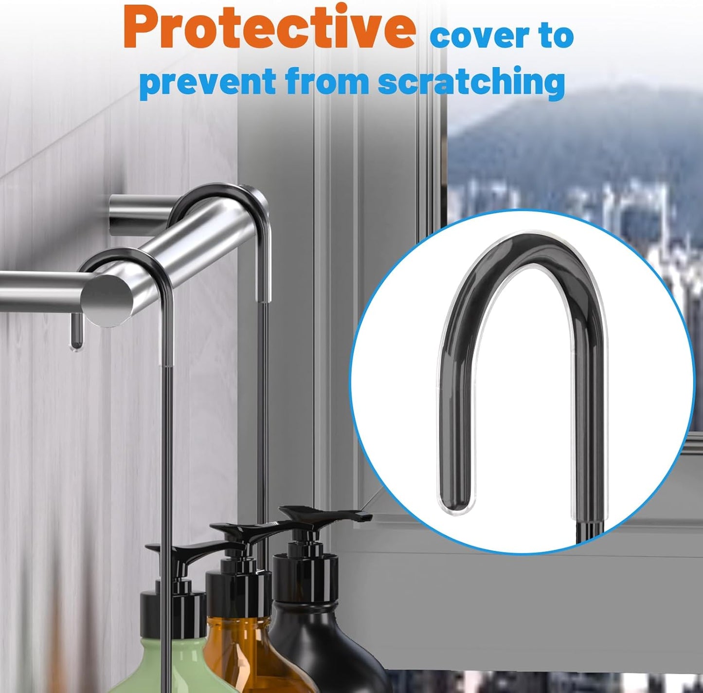 YUOROS Hanging Shower Caddy, Over the Door Shower Organizer Rack 304 Stainless Steel Rustproof (Black)