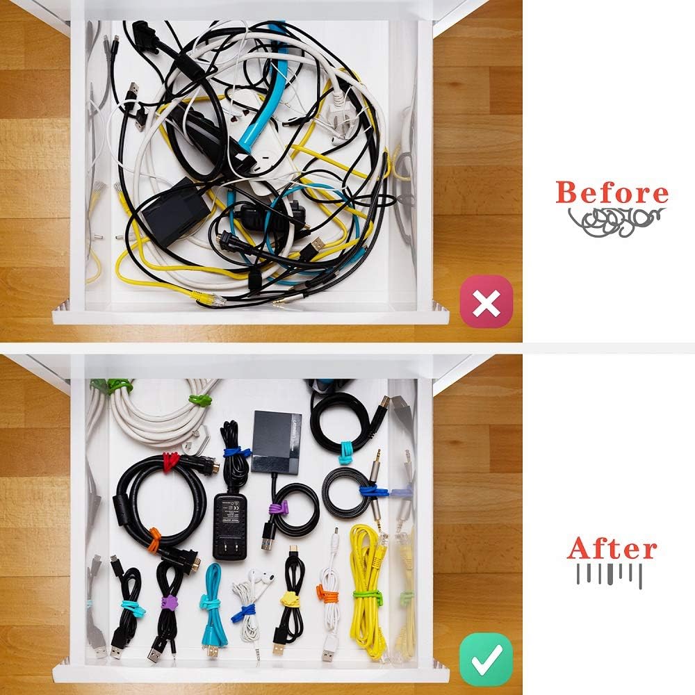 Reusable Silicone Magnetic Cable Ties, 28 Pack 7.48'' Magnetic Twist Ties for Bundling and Organizing, Holding Stuff, USB Charging Cords, Fridge Magnets, or to Play and Decorate(7 Colors)