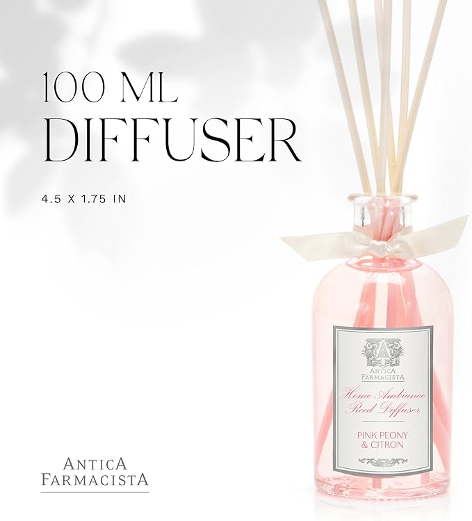 Antica Farmacista Home Ambiance Diffuser - Long-Lasting Reed Scent Diffuser - Luxury Room Freshener Gift - Pink Peony & Citron, 3.4 fl oz