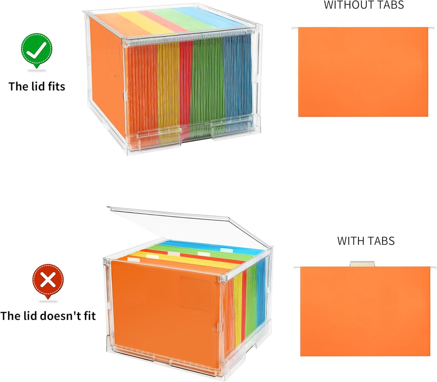 File Organizer Box with Lid,Hanging Filing Folder Organizer for Document Storage with Plastic Slide,Letter-size File Holder Filing Box for Office/Home/Decor/（1Pack）