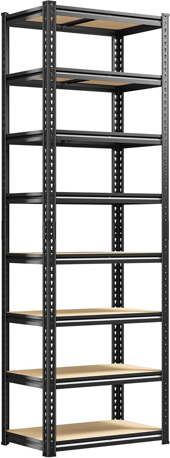 8 Tier Storage Shelves, Shelving Unit Load 400LBS Per Shelf, Adjustable and Divisible Metal Shelving, Shelving Units and Storage for Laundry Room, Pantry, Kitchen, Closet, 21.6"W x 11.8"D x 84"H