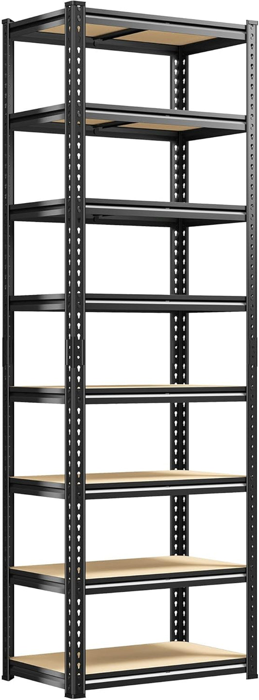 8 Tier Storage Shelves, Shelving Unit Load 400LBS Per Shelf, Adjustable and Divisible Metal Shelving, Shelving Units and Storage for Laundry Room, Pantry, Kitchen, Closet, 21.6"W x 11.8"D x 84"H