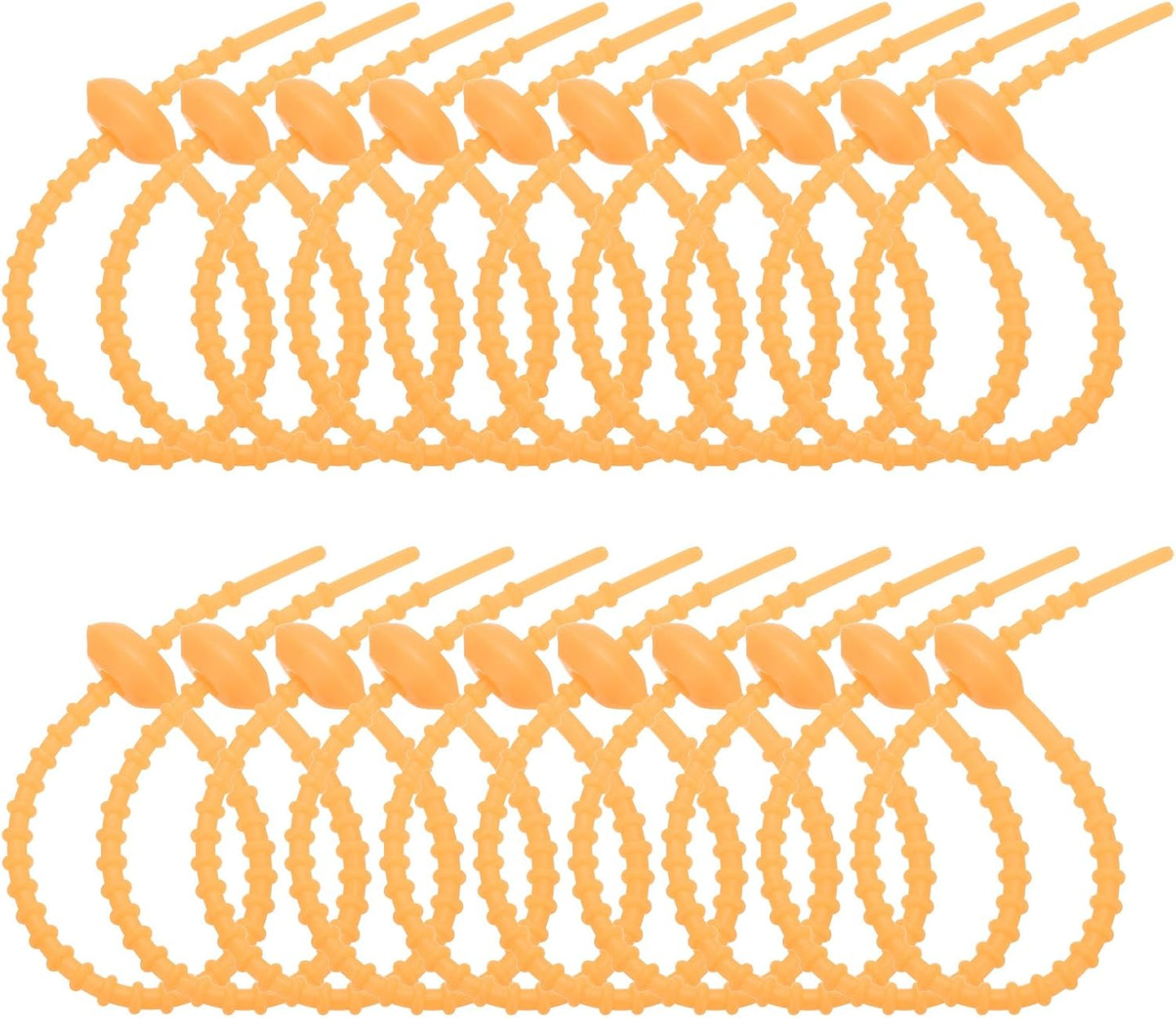 PATIKIL 8 Inch Silicone Cable Ties, 20pcs Rubber Reusable Twist Zip Ties Organizer for Home Office Kitchen Food bags Wires Adjustable Bag Clip, Yellow