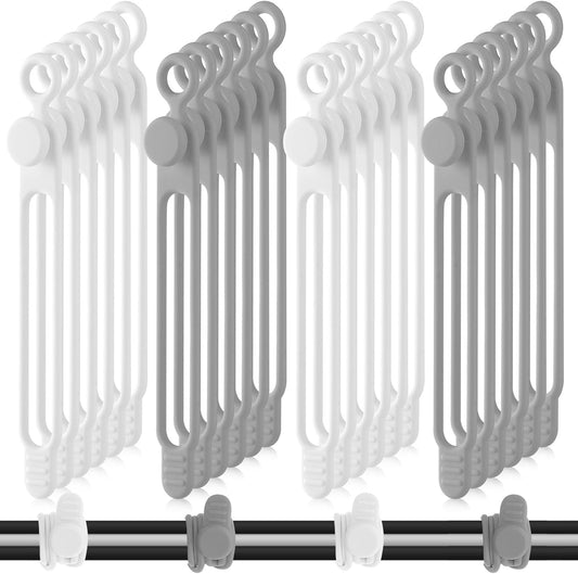 Nuanchu 40 Pcs Silicone Cable Ties Reusable Holder Adjustable Straps Multipurpose Charging Cable Organizer for Fastening Charging Cords Wires(4.17 Inch,White, Gray)