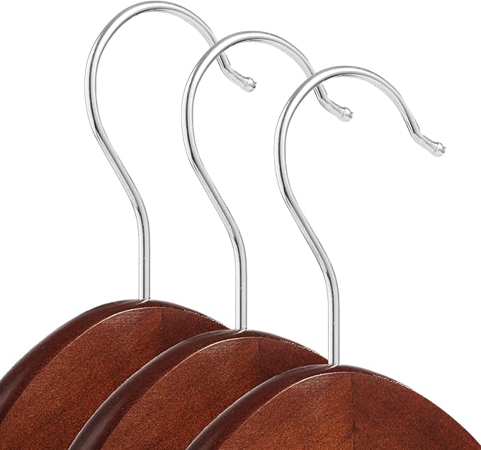Casafield - 40 Walnut Wooden Suit Hangers - Premium Lotus Wood with Notches & Chrome Swivel Hook for Dress Clothes, Coats, Jackets, Pants, Shirts, Skirts