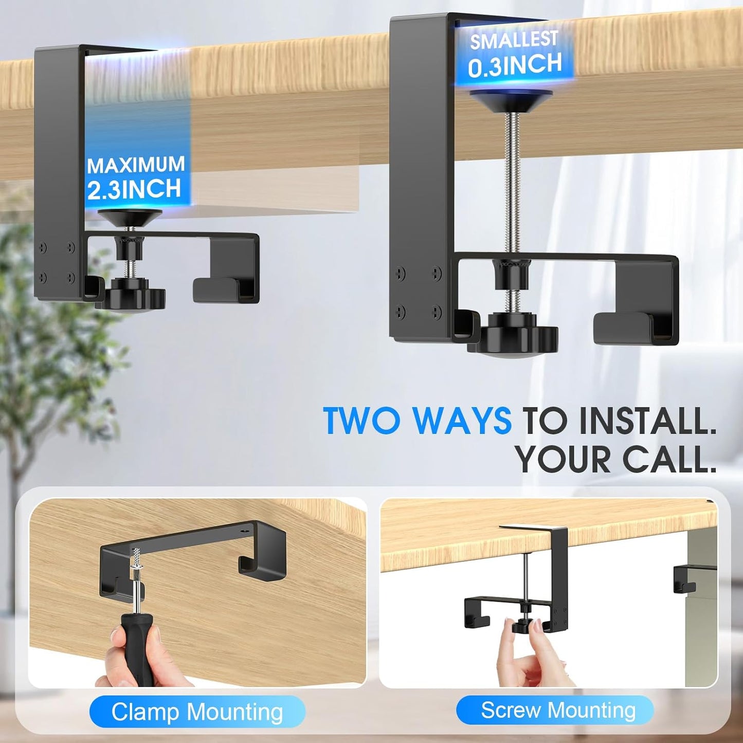 Under Desk Cable Management Tray, 30-inch No-Drill Cord Organizer with Anti-Sag Reinforced Base, Fabric Wire Management Hider for Standing Desk, Office & Gaming Accessories - Black