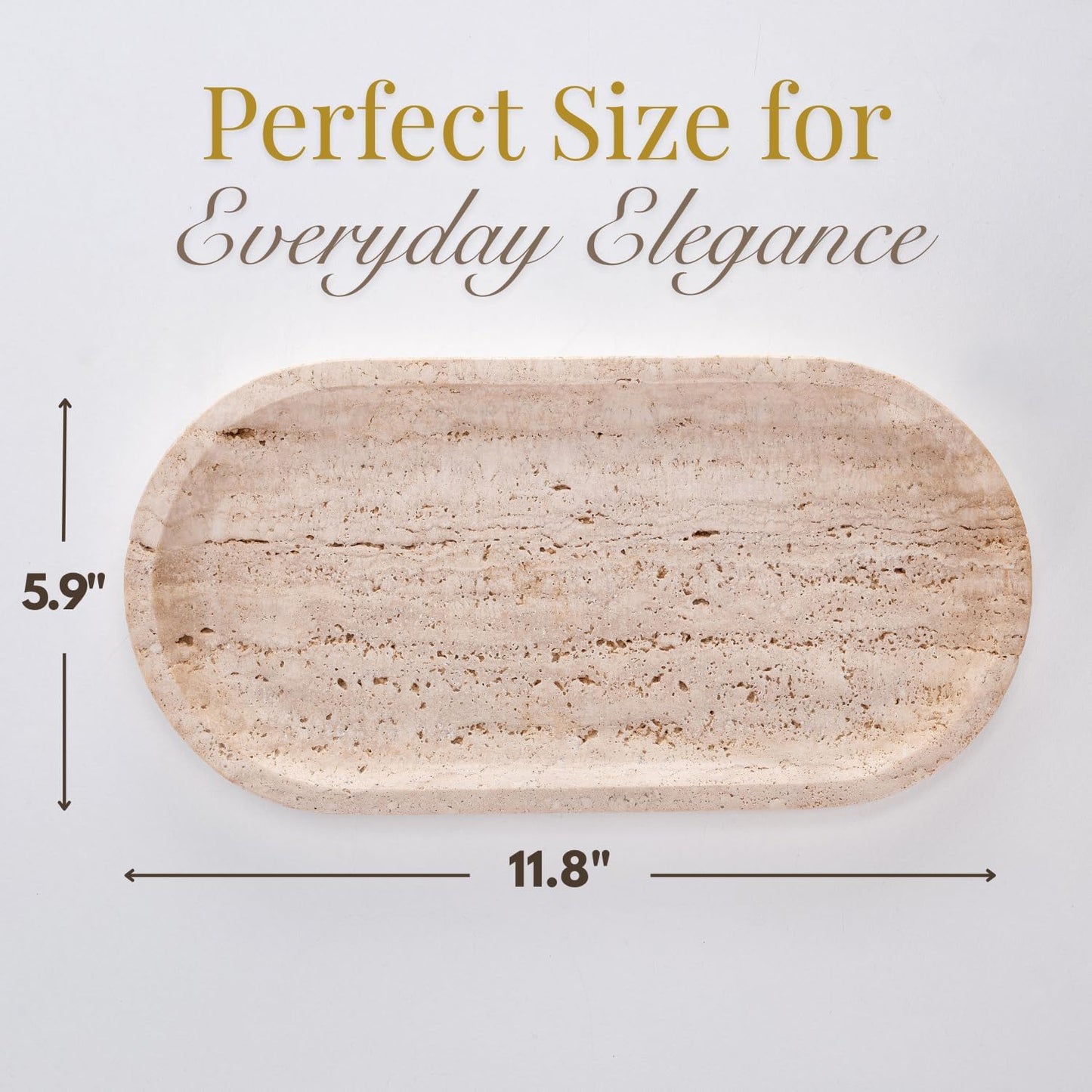 Handcrafted Travertine Tray – Bathroom Counter Organizer, Jewelry Tray, Perfume Organizer & Decorative Tray for Vanity Accessories, Coffee Table Decor & Bathroom Countertop (Oval, Natural)