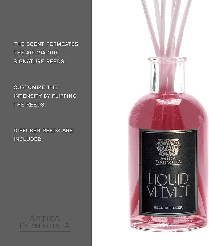 Antica Farmacista Home Ambiance Diffuser - Long-Lasting Reed Scent Diffuser - Luxury Room Freshener Gift - Liquid Velvet, 3.4 fl oz