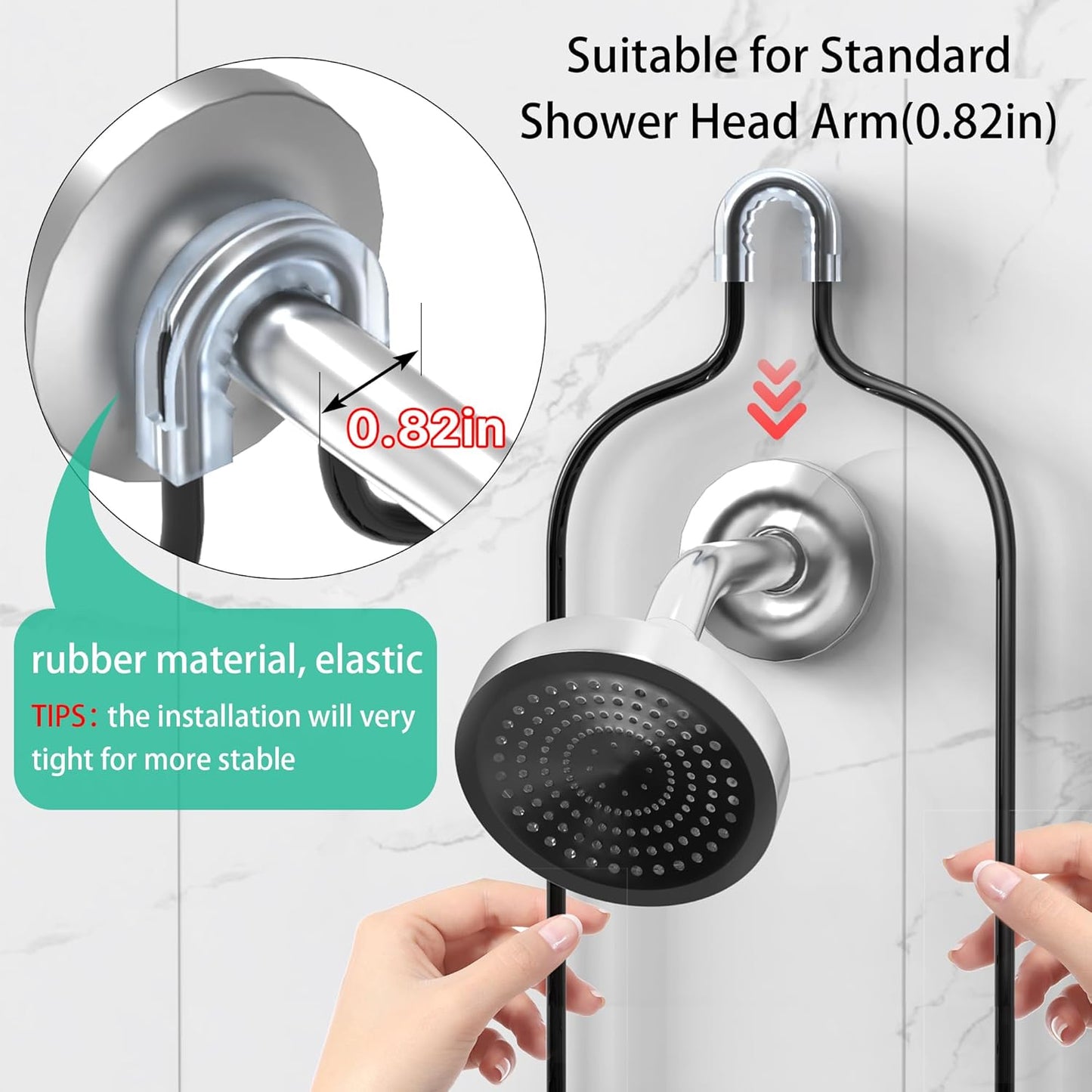 Bathroom Shower Caddy Hanging - 3-Tier Organizer with Soap Holder & 6 Hooks for Towels, Sponge; Fits 21mm Shower Head Arm, Black