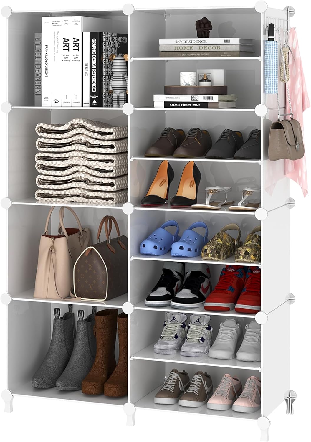 AWTATOS Closet Organizer 8 Cube Storage Shelves Closet Clothes Organizers and Storage Stackable Cubby Shelving for Closet Bedroom Living Room Office White