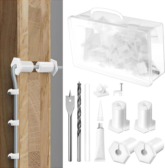 Saillong Cable Routing Kit for 3/4 Inch Wall Hole Compatible with Starlink, 4 Pcs Cable Grommet for Wall Pass Through, Mounting Kit Include 3/4'' Spade Drill Bit Wires Clips Routing Tool,Total 59 Pcs