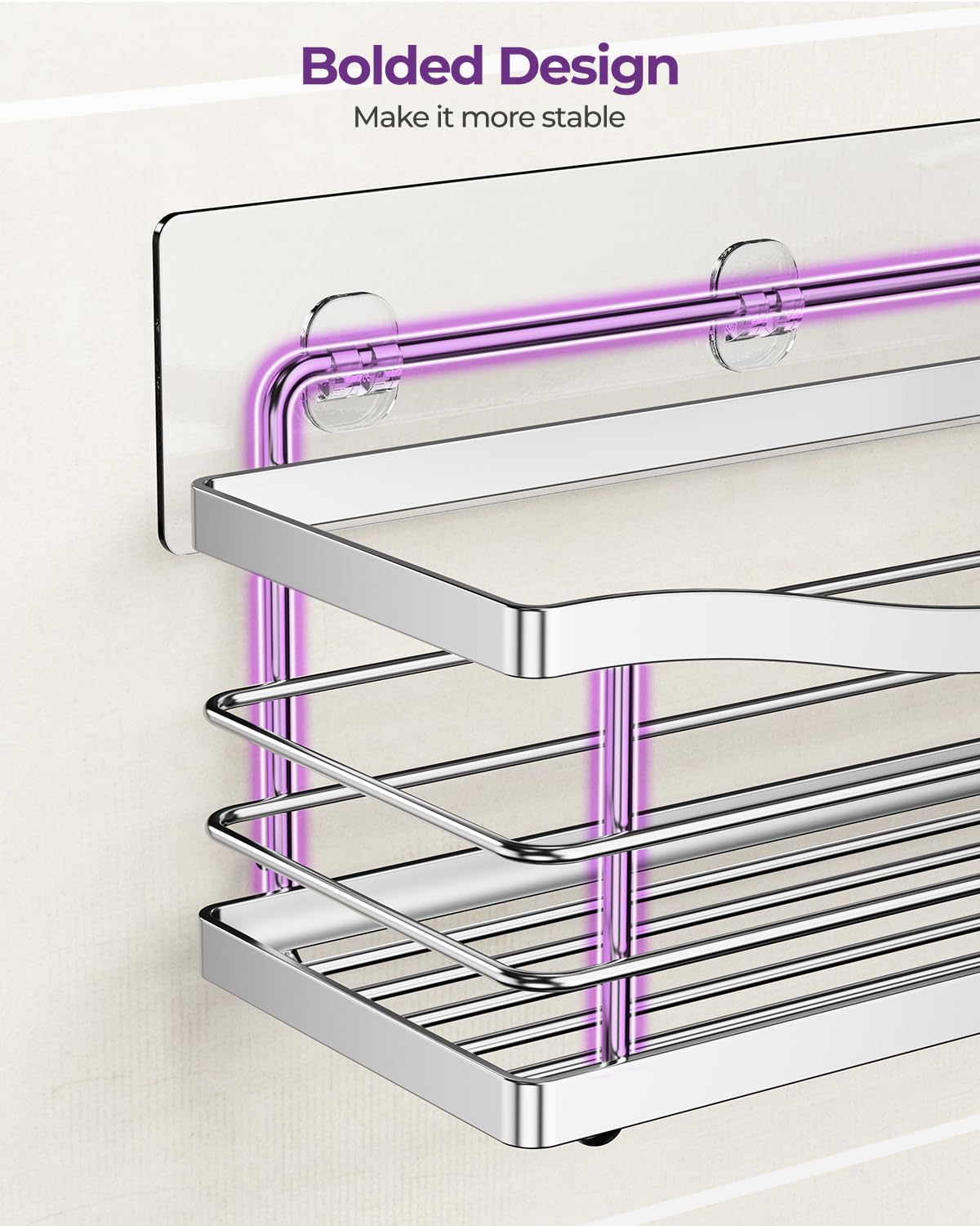 ODesign Shower Caddy 3 Pack-Shower Organizer Shelves Rack Rustproof SUS304 Stainless Steel for Bathroom Storage&Kitchen-No Drilling Adhesive Shower Caddy Shelf Dorm Room Essentials-Silver