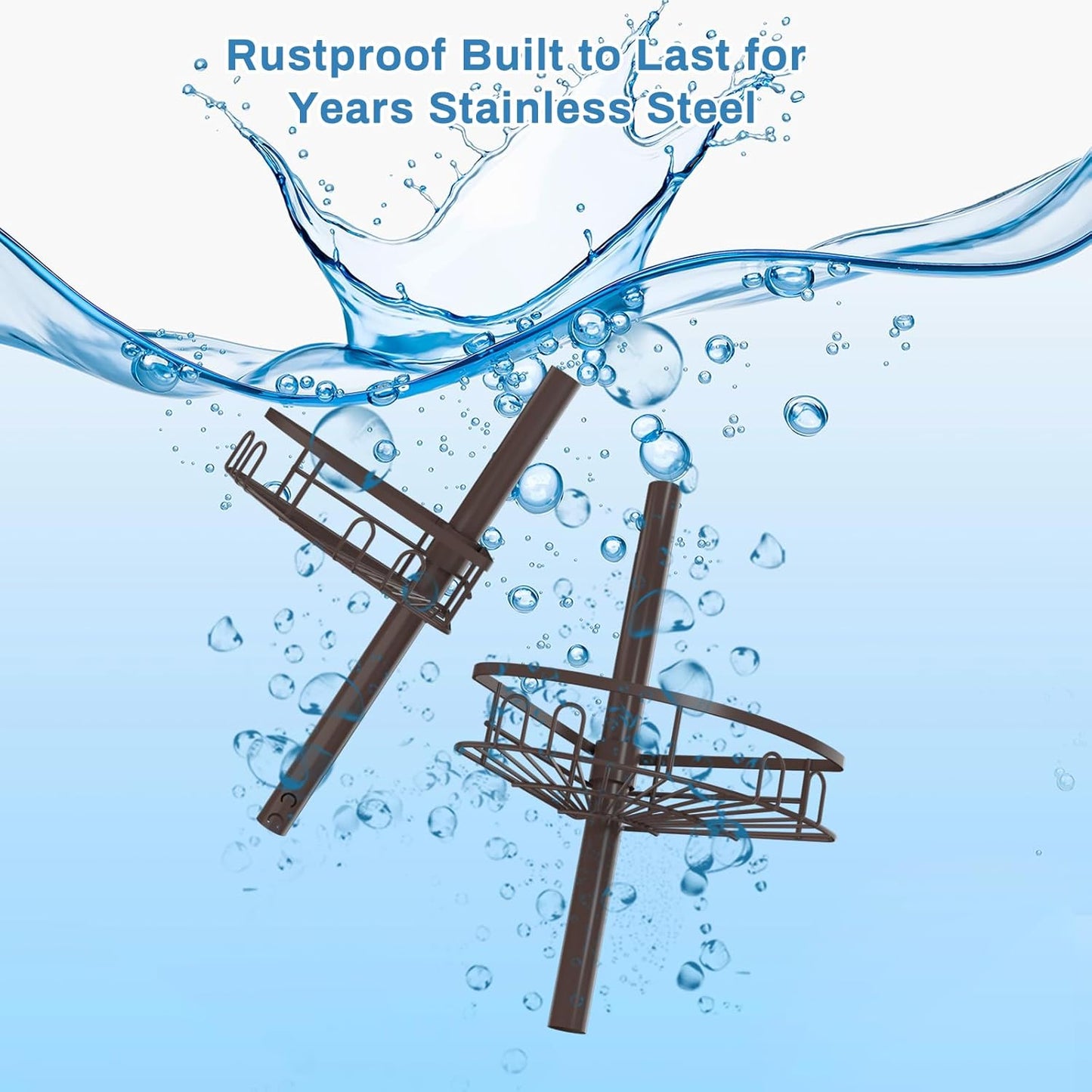 Rustproof Shower Corner Caddy Shelf for Bathroom Tension Pole Organizer with 4 Baskets for Bathtub Shampoo Storage from 23.6 to 114.5 Inch with Towel Bar (Bronze)