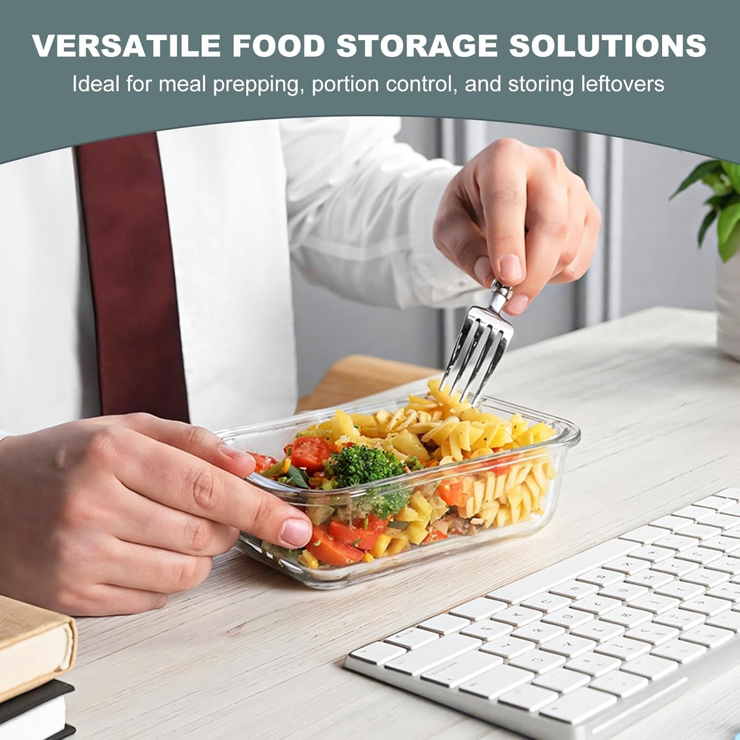 KOMUEE 10 Pack Glass Food Storage Containers, Meal Prep Containers with Lids, Airtight Glass Lunch Boxes, Freezer, Oven, and Microwave Safe