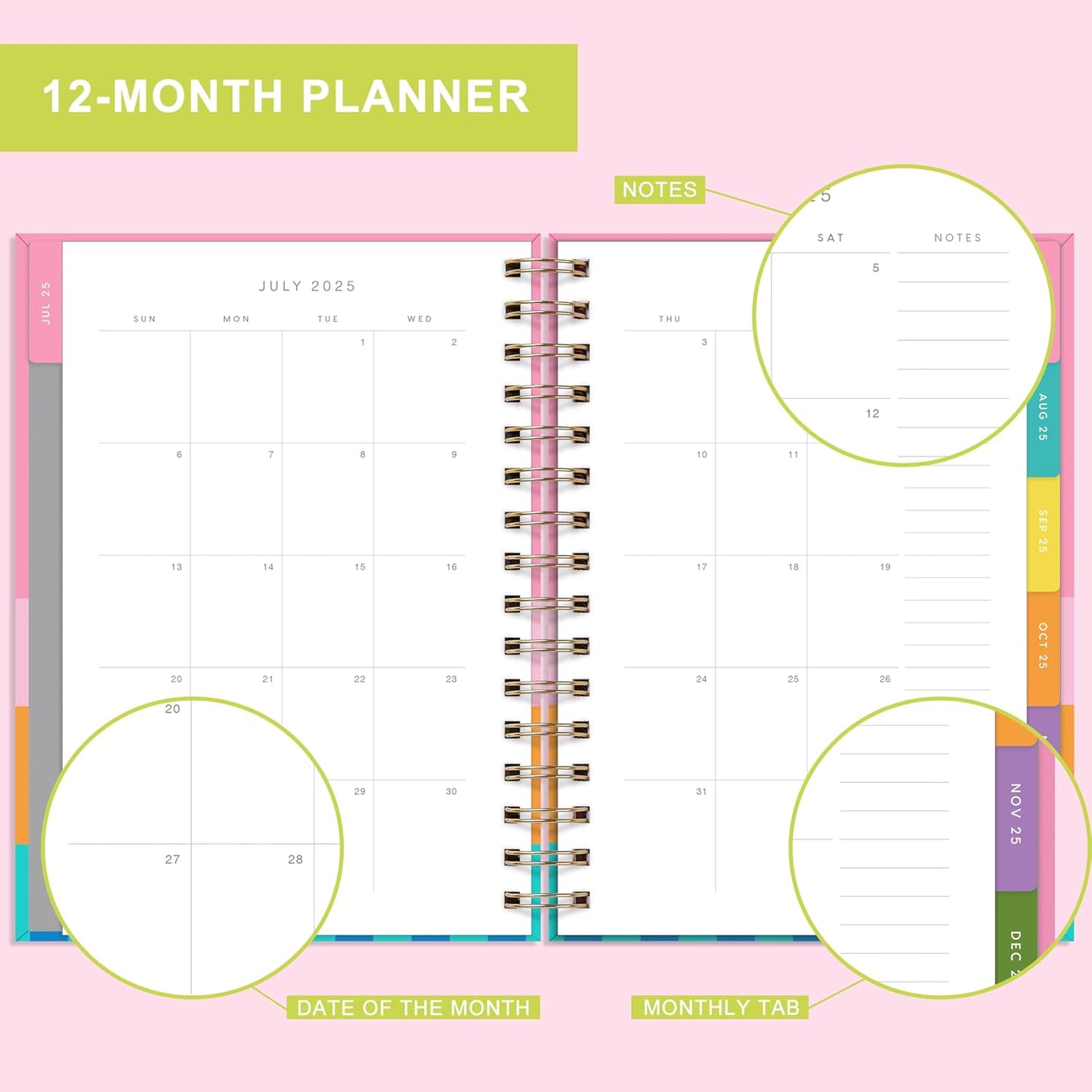 And Per Se Student Planner 2025-2026, Academic Planner July 2025 - June 2026, 8.5" × 6.2", Weekly & Monthly Lesson Plan for Students with Colorful Tabs & Stickers (Stripe)