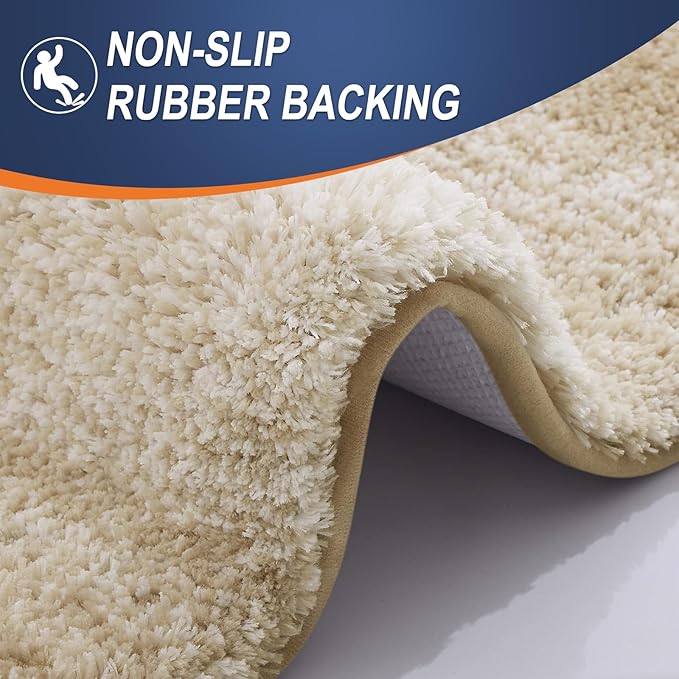 OLANLY Bathroom Runner Rugs 54x24, Extra Soft Absorbent Microfiber Bath Rugs, Rubber Backing, Quick Dry, Machine Washable Bath Mats for Bathroom Floor, Tub and Shower, Home Decor Accessories, Tan