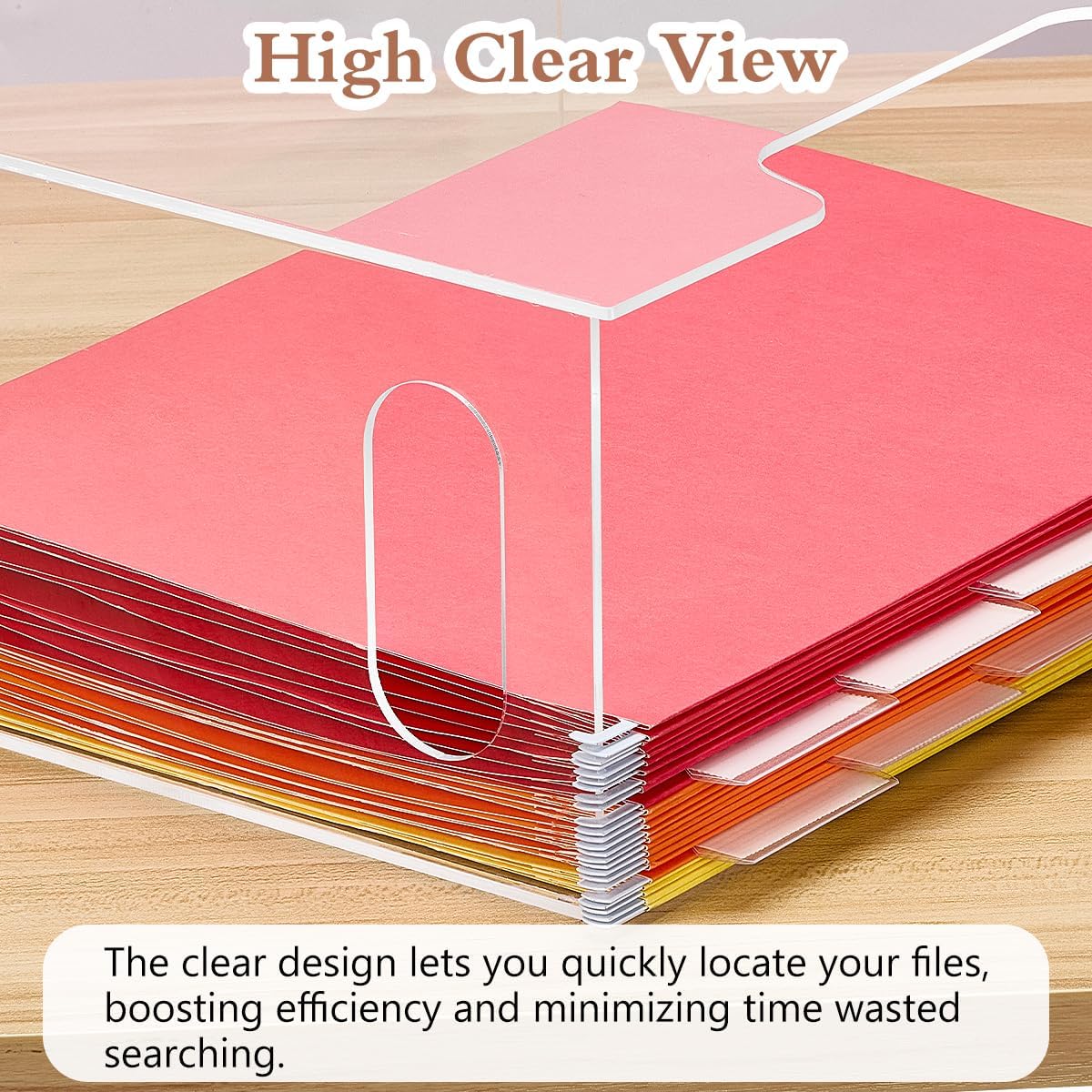 Acrylic File Folder Organizer，Clear Hanging File Organizer Box for Letter Size/A4, Portable Desktop File Storage box for Desk Home Office School -1 Pack