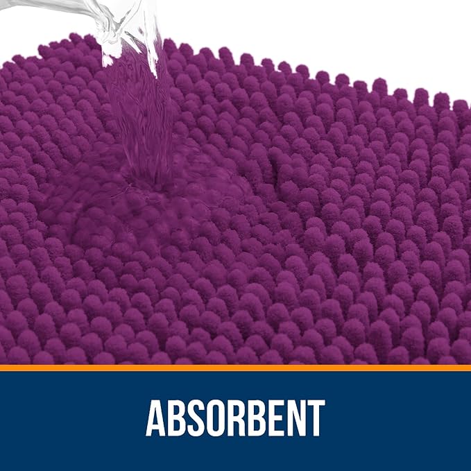 OLANLY Bathroom Rugs 30x20, Extra Soft Absorbent Chenille Bath Rugs, Rubber Backing Quick Dry, Machine Washable Bath Mats for Bathroom Floor, Tub and Shower, Home Decor Accessories, Purple