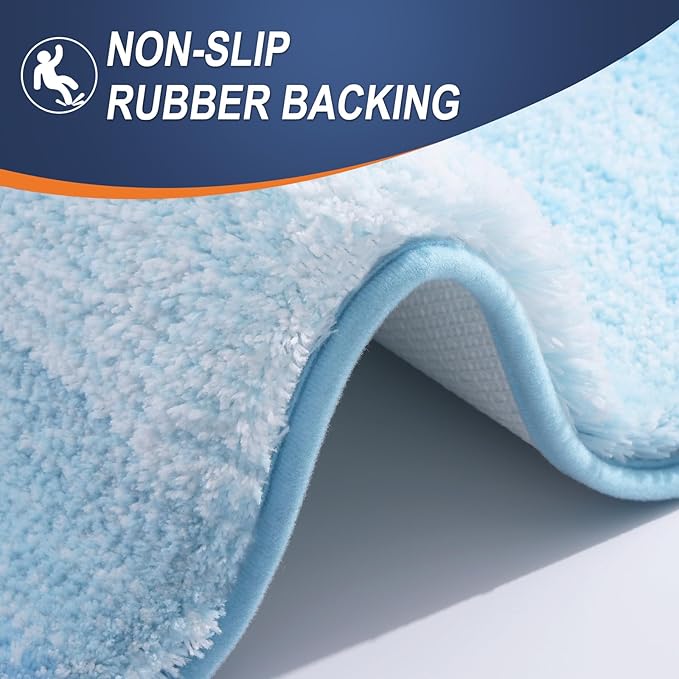 OLANLY Bathroom Rugs Mat 24x16, Extra Soft Absorbent Microfiber Bath Rugs, Rubber Backing, Quick Dry, Machine Washable Bath Mats for Bathroom Floor, Tub and Shower, Home Decor Accessories, Sky Blue