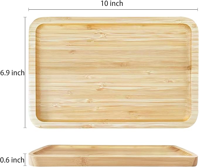 Aoheuo Bathroom Counter Tray, 10 inches Long, 7 inches Wide, 0.6 inches High, Bamboo Decorative Tray for Bathroom, Kitchen Sink and Vanity