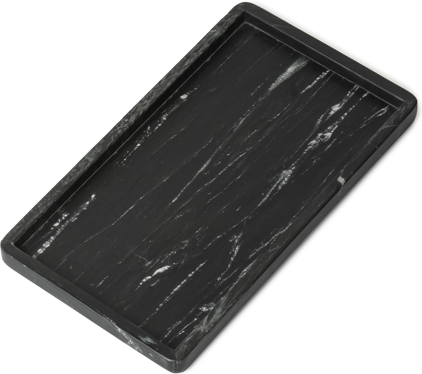 Cork & Mill Black Marble Tray for Bathroom Countertop, Kitchen Counter, or Catchall - 13" x 7½" Large Vanity Tray for Skincare or Perfume - Handcrafted Natural Marble Stone Organizer