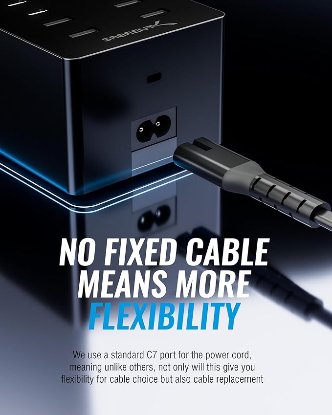 SABRENT 252W USB C Charging Station, 8-Port Desktop Fast PD Charger Block with LCD Power Display for Multiple Devices, Active Cooling – (AX-8PTC)