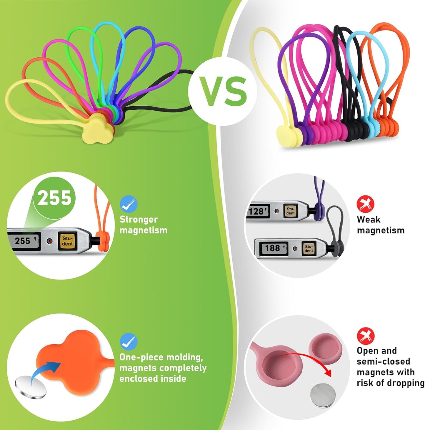 Reusable Magnetic Cable Organizer Twist Ties,24Pcs Cord Management Organizer Travel For Bundling And Organizing Cables Bookmark Fridge Magnet Silicone Cord Winder Magnetic Cable Clips 8 Color