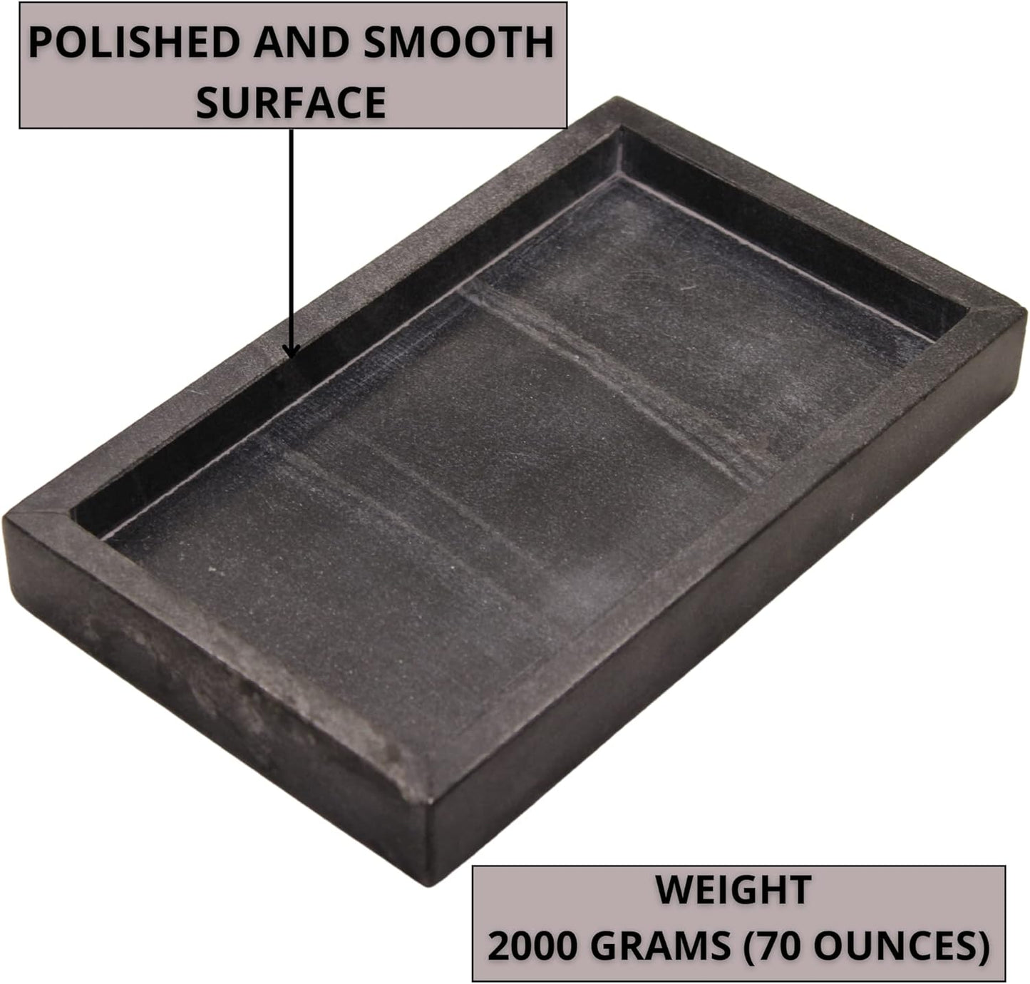 Natural Black Marble Tray for Bathroom | Kitchen | Vanity | Desktop, Stone Organizer for Coffee Table, Dresser, Nightstand, Candles, Soap, Towel, Plant, Jewelry (10" x 6"), Rectangular
