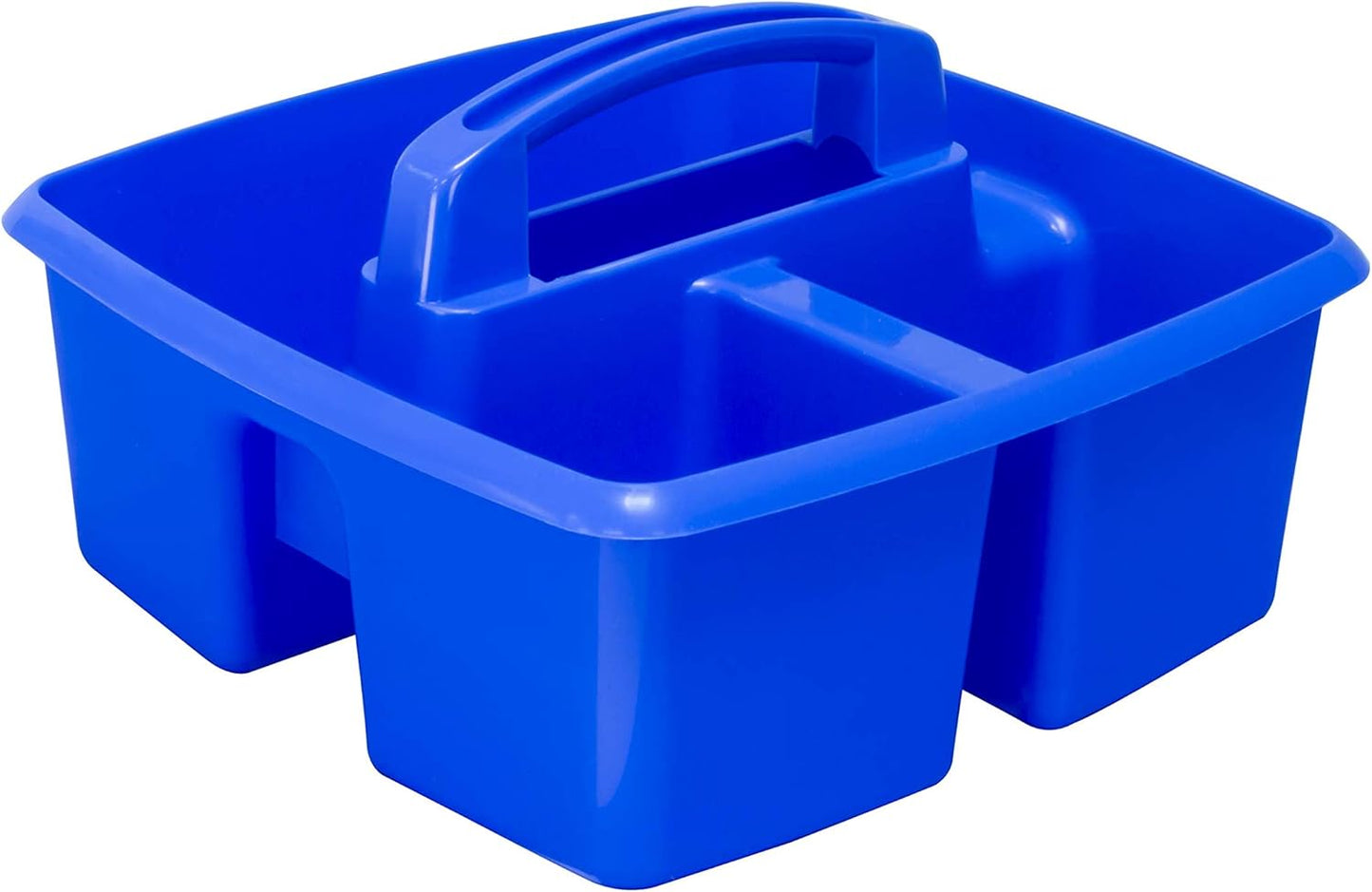Storex 3-Compartment Small Caddy – Multipurpose Classroom Organizer with Handle, Azure, 6-Pack (00947A06C)