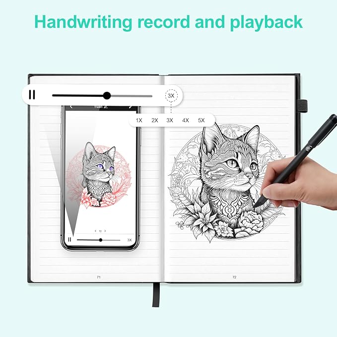 Smart Pen and Notebook - Smartpen Writing Set, Digital Smart pens for Note Taking, Real-time Sync for Digitizing, Storing, and Sharing Paper Notes, Compatible with ipad, iPhone and Android Smartphone