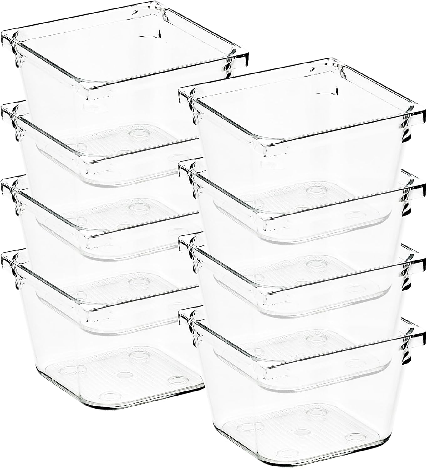 8 Pack Drawer Organizer - 3" X 3" Clear Acrylic Storage Bins with Non-Slip Pads, Versatile Desk Tray for Makeup, Jewelry, Kitchen, Bathroom, and Office Organization