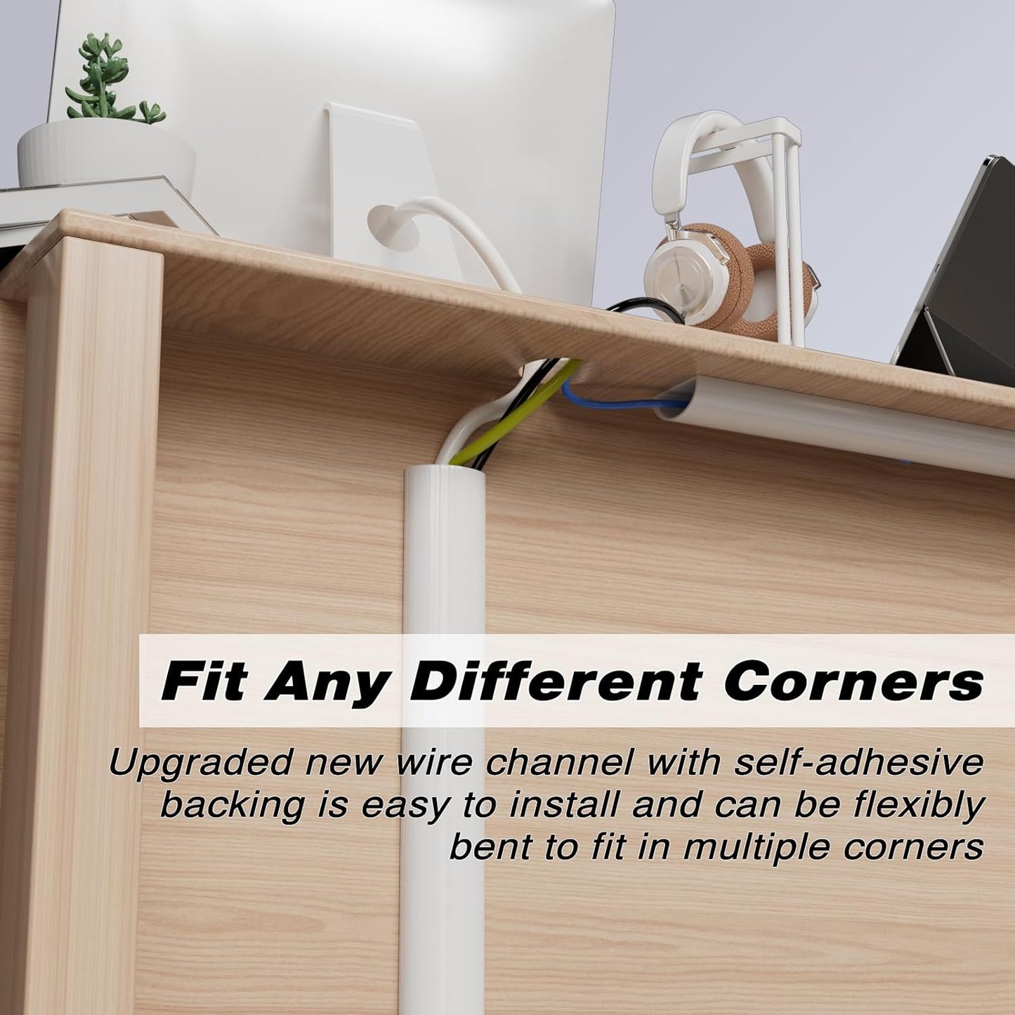 39" Silicone Cord Hider for 2-3 Cords,Flexible Side-Opening Self-Adhesive Cord Covers for Wires on Wall Mount TV,Easier Setup for Home Office Cable Management Wire Hider,1.1" W x 0.6" H,White