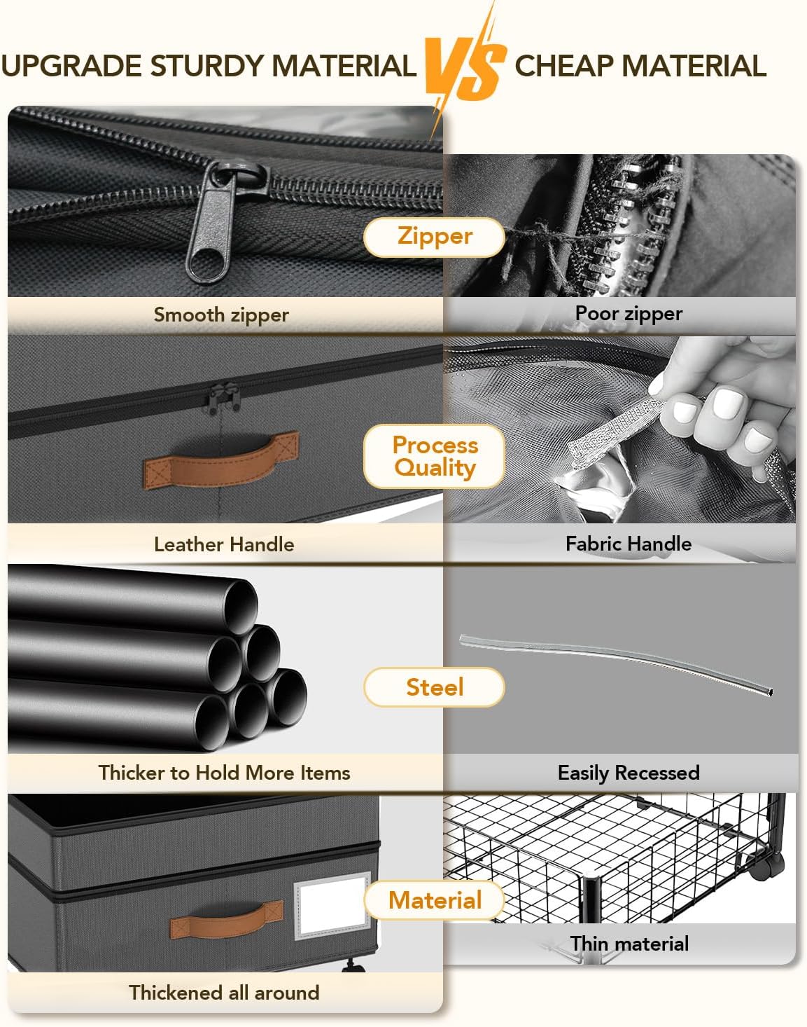Under Bed Storage with Wheels, 10 inches Under the Bed Storage Containers Large, 65L XXL Adjustable Storage for Underbed with Lids, Rolling for Shoes, Clothes, Blankets, Grey