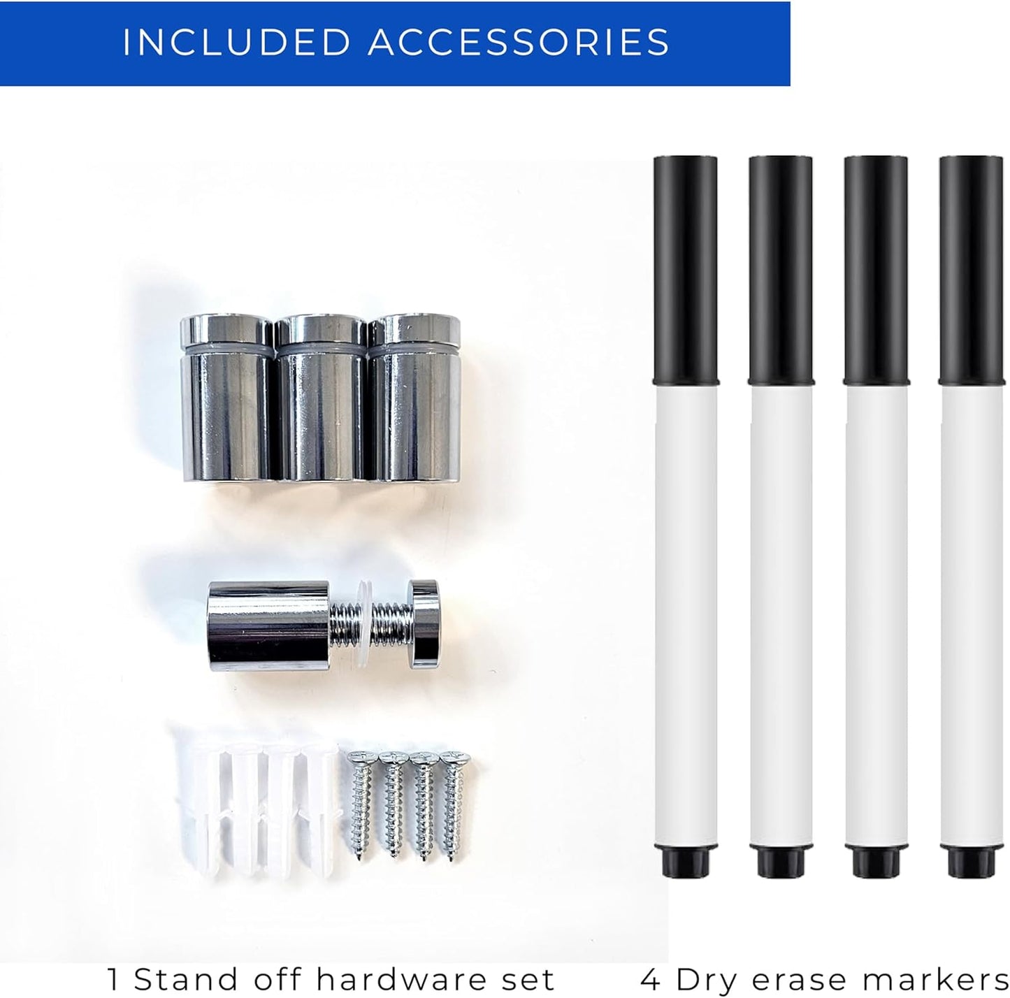 18x24 Dry Erase Board for Wall - with .25 Clear Acrylic and Chrome Stand Off Finish - Perfect Whiteboard for Office, Home, Classroom - Durable and Stylish .25 Clear Acrylic Dry Erase Board