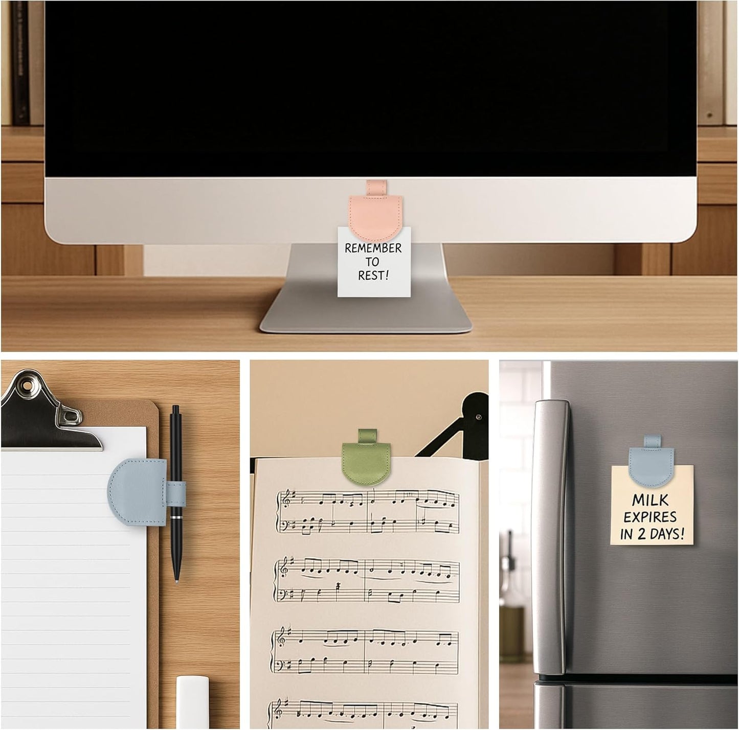 Magnetic Pen Loop Holder, Pencil Holder for Notebooks, Journals, Calendars, PU Leather 3 Pack