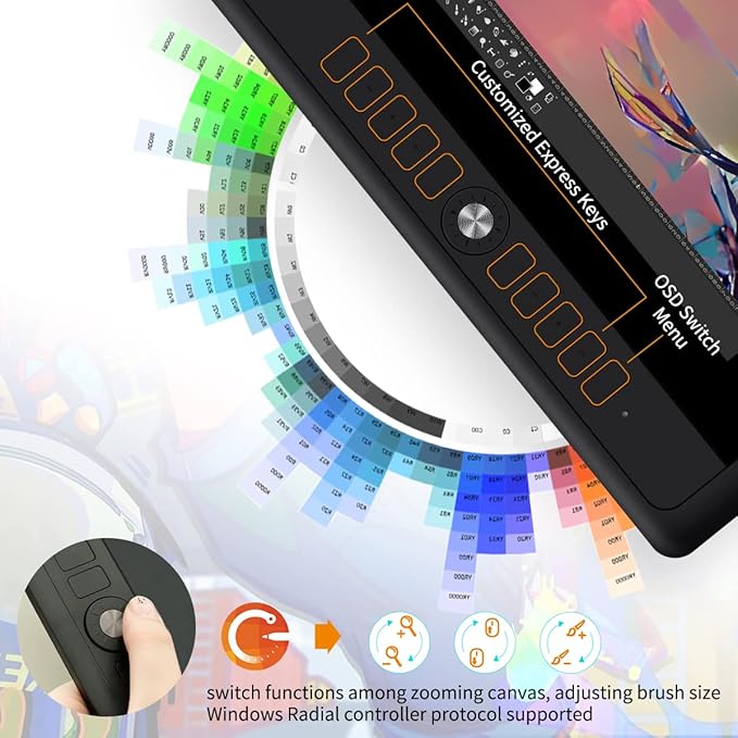 GAOMON PD156Pro - 15.6" Drawing Tablet with Screen Full-Laminated 120% sRGB Pen Display with Dial Key & 10 Hotkeys, Battery-Free Stylus Art Tablet for Digital Drawing, Anime, Sketch, Graphic Design