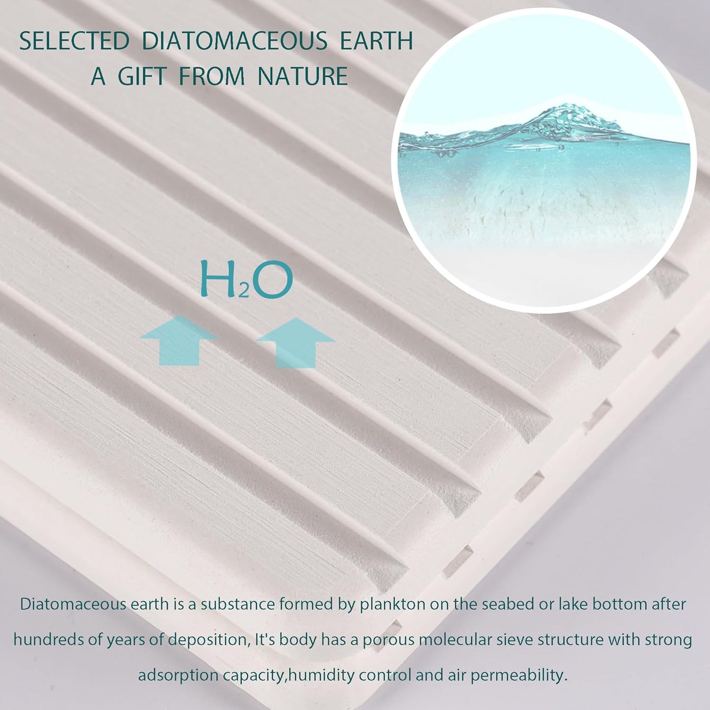 2 PCS Water Absorbent Diatomite Coasters Rectangle, Grooved Design, Water Absorbing Stone Used for Hand Soaps & Plants & toiletries in The Modern Home